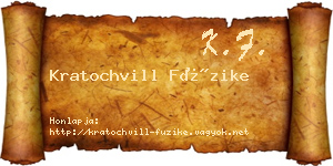 Kratochvill Füzike névjegykártya